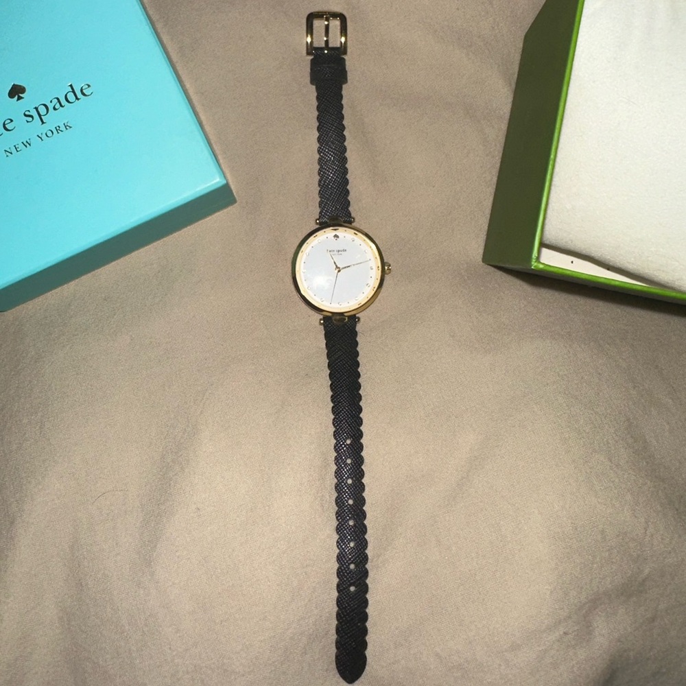 Kate Spade Gold & Black Leather Watch - Picture 3 of 5